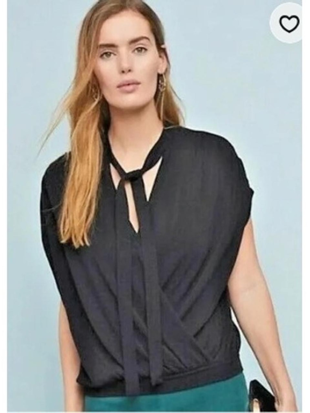 NWT Anthropologie Rambuteau Black Knit Sleeveless Wrap Sweater Neck Tie Size XS